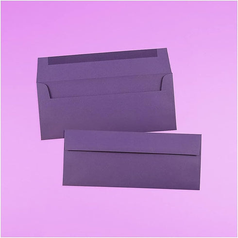 JAM PAPER #10 Business Premium Envelopes, Dark Purple, 4 1/8 x 9 1/2, 50/Pack with Peel and Seal Closure
