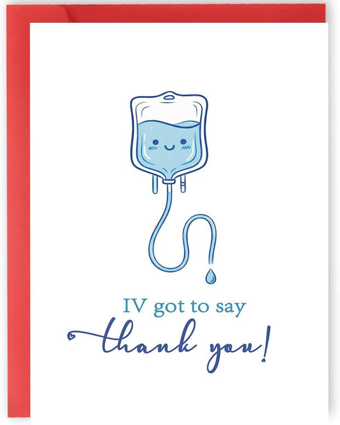 YiKaLus Cute IV Thank You Card for Doctors Nurses, Funny Medical Appreciation Gift