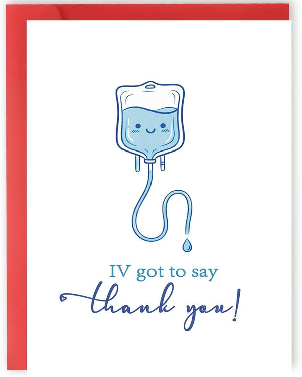YiKaLus Cute IV Thank You Card for Doctors Nurses, Funny Medical Appreciation Gift