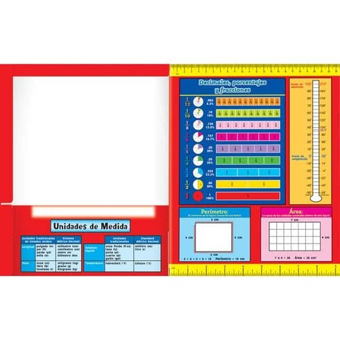Really Good Stuff Spanish Math 4-Pocket Folders, Intermediate, 12 Folders