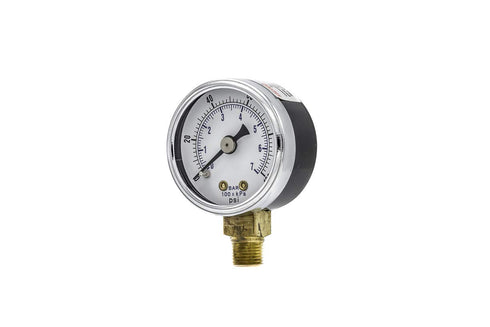 PIC Gauges Bottom Mount Dry Pressure Gauge, 2" Dial, 0/100 psi Range, Black Steel Case, Brass Internals