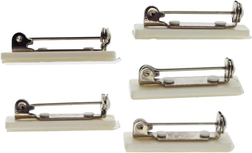 Bulk 50 Pack Premium Safety Bar Pins with Adhesive Sticky Back & Metal Locking Clasp for ID Badges