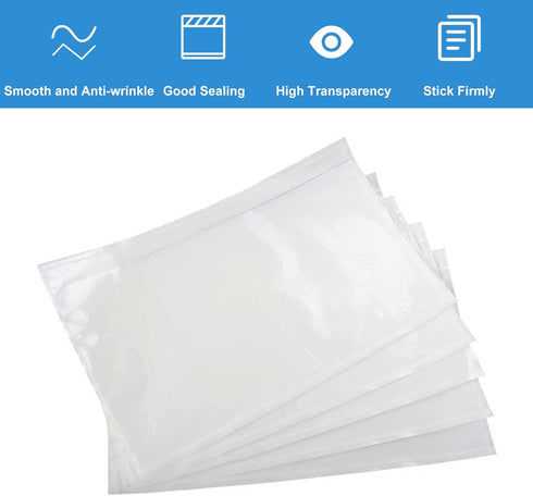 Clear Self-Adhesive Packing List Envelopes - Label Pouches for Shipping Mailing Bags (7.5" x 5.5", 100 Pack)