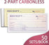 XKDOUS 2 Pack 2-Part 2-3/4" 6-1/2" 50 Sets Money and Rent Receipt Book, Carbonless, x Receipt Book for Small Business