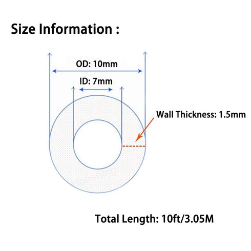 7mm 10mm 10 Hooshing Silicone Tubing ID x OD Ft Food Grade Flexible Pure Silicone Rubber Tubing Hose High Temp