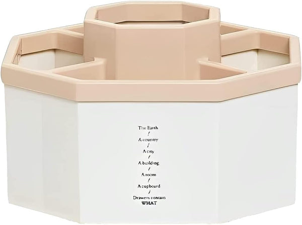 Desk Organizer, Pencil Pen Holder, 5 Compartments Desktop Stationary Storage Box, School Home Office, White+Pink