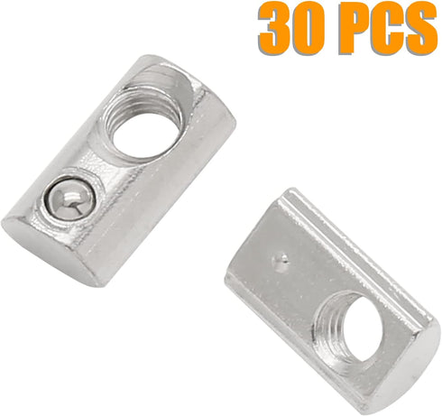 Qjaiune 30Pcs M8 4040 M8 3D 4040 8mm Spring T Nut Aluminum Extrusion T Nuts, Roll-in T Spring Nuts, Half Round T Nut