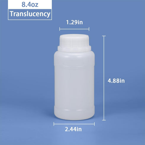 PE Plastic Food Grade Bottles, Wide Mouth Lab Reagent Bottle, Liquid/Solid Sample Seal Sample Storage Container Chemical Bottle (Translucent, 8.4oz) by UMETASS
