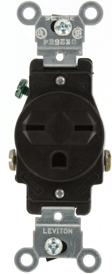 Leviton 5029 15 Amp, 250 Volt Narrow Body Single Receptacle, Tan Brown