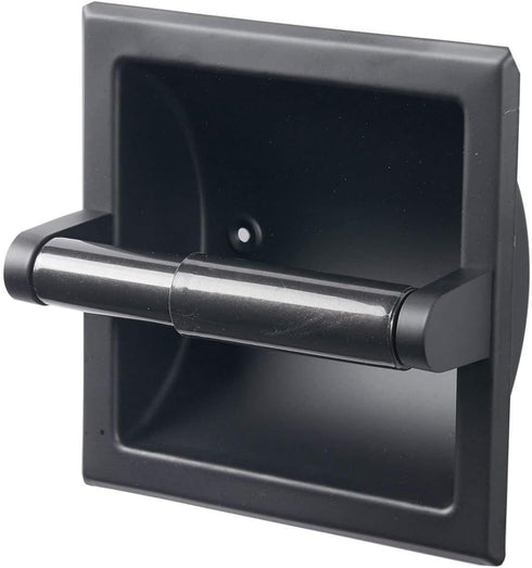 Modern Matte Black Recessed Toilet Paper Towel Holder Set Durable Metal Wall