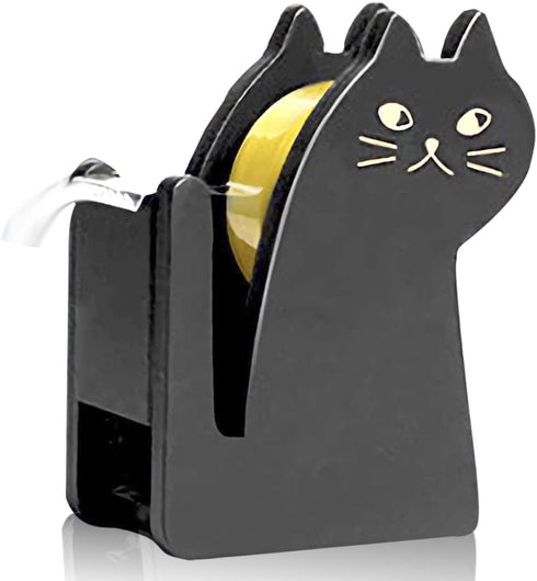 GAIORD Vintage Wooden Kitty Tape Dispenser, Cute Cat Tape Cutter with 1 Roll Tape Included