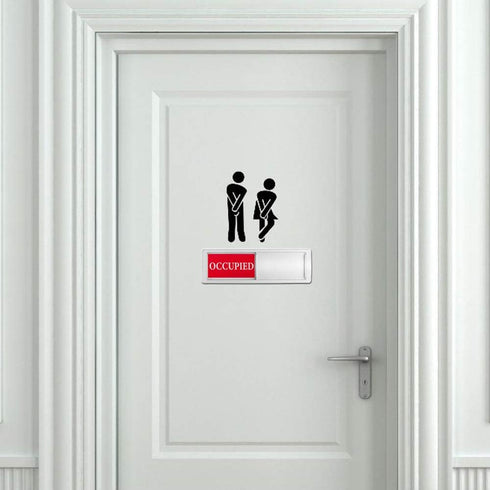Privacy Sign, Vacant Occupied Indicator for Home Bathroom Office Restroom, Non-Scratch Magnetic Slider, 7"x 2" (Silver)
