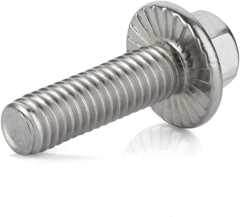 M8 x 25mm Flanged Hex Head Bolts, Stainless Steel 18-8 (304), Plain Finish, 15 PCS
