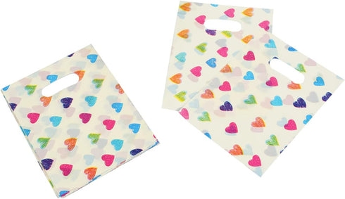 ysmile Small Plastic Shopping Bag with Handle for Small Business Retail, 100 ct 5.9"x7.8" - Love Heart