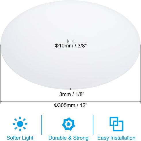 12" 3/8" 12.5-14" PATIKIL Lampshade Diffuser, Diameter with Center Hole Round Diffuser for Drum Lampshades Pendants