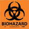 NMC S52P Warning Sign, "BIOHAZARD", 7" x 7", Pressure Sensitive Vinyl, Black on Orange