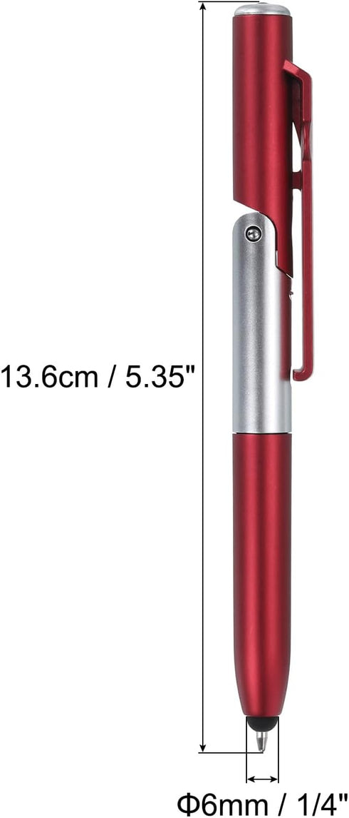 MECCANIXITY Multifunction Stylus Pen Capacitive Touch Screen Ballpoint Pens with LED Light, Foldable Phone Holder Stand for Writing in The Dark, Red