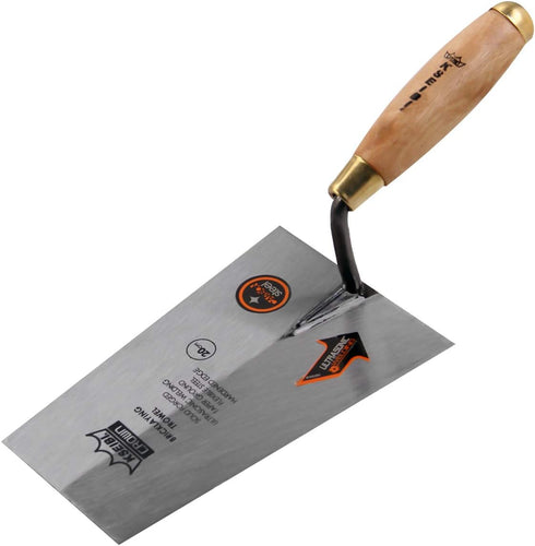 KSEIBI 281380 Narrow Bucket Brick Trowel - 8 Inch Wooden Handle Square Tip Bricklaying Trowel
