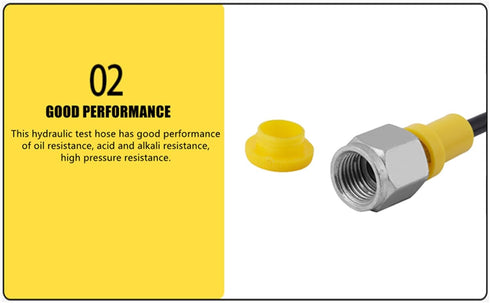 Hydraulic Pressure Test Hose 64Mpa, 2m/6FT Test Line for Excavator Construction Machinery