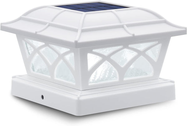 SIEDiNLAR Solar Post Cap Lights Outdoor Glass 2 Color Modes 8 LEDs