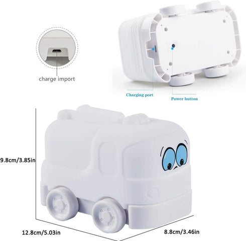 Night Light Kids with Cute Car Design Children's Room LED Bedside Lamp with Changeable RGB Colors Rechargeable Night