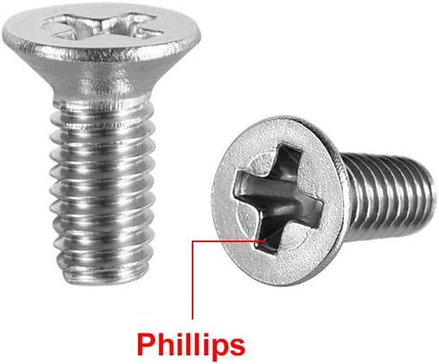 uxcell M3x8mm Flat Head Machine Screws, Phillips Cross Screw, 304 Stainless Steel Fasteners Bolts 50Pcs