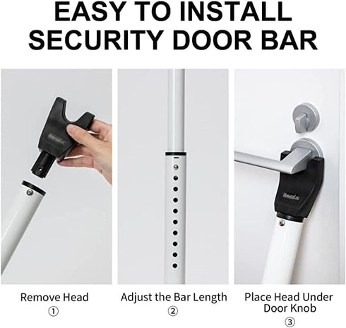 2 1 Jammer (2 Pack,White) Door Security Bar Upgraded Door Stoppers Adjustable Sliding Glass Door Security Bar in Heavy