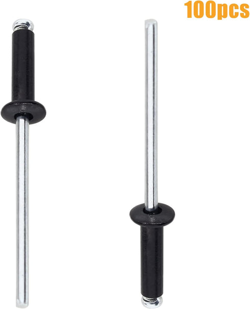1/8 x 1/2 Inch Pop Rivets Kit, 100Pcs Black Aluminum Blind Rivets for DIY Home Uses