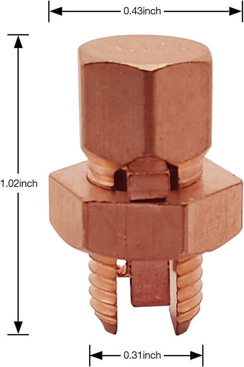 10PCS Split Bolt Connectors - Copper Grounding Wire Clamps with Heat Shrink Tube for Ground Bonding (4AWG - 10AWG)