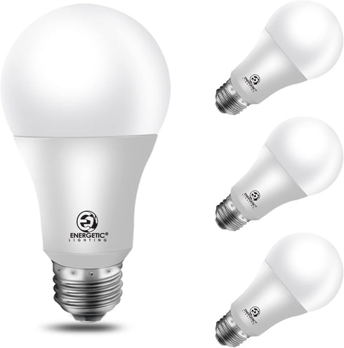 Energetic A19 LED Light Bulb, 100W Equivalent, Warm White 3000K, E26 Base, Non-Dimmable, 4-Pack