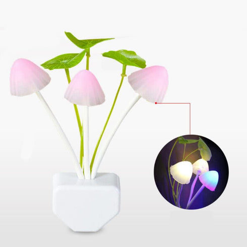 anso 3 Bulbs Night Light Light Sensor LED Mushroom Lamp Night Lamp Baby Home Bedsides (Grass)