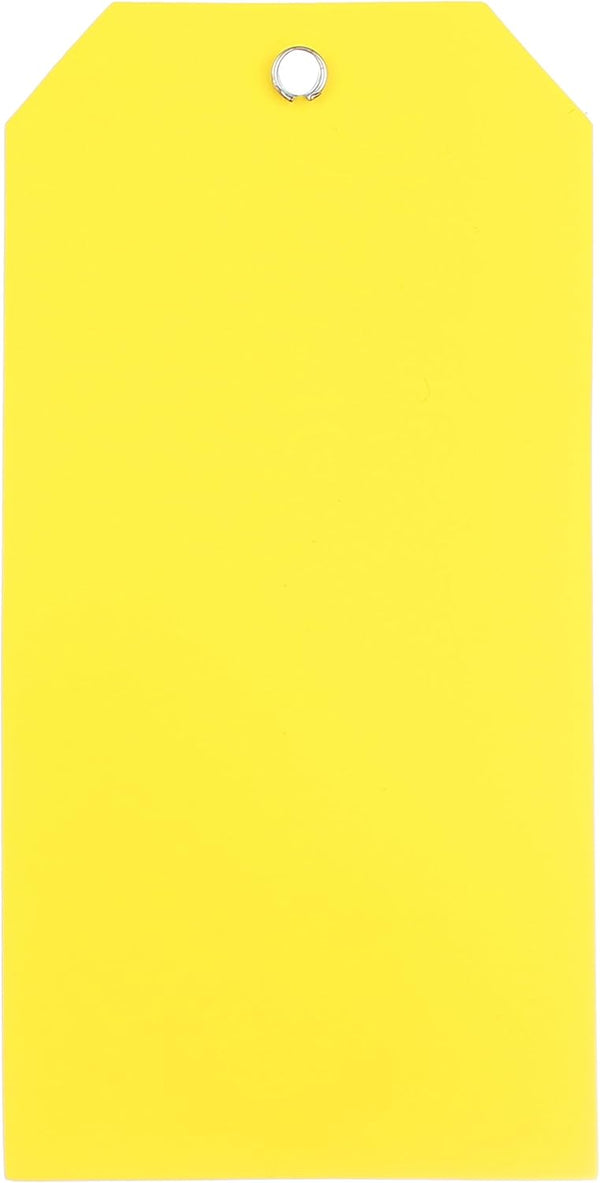 CleverDelights Plastic Tags - 4.75" x 2.375" - 100 Pack, Waterproof Heavy Duty, Yellow