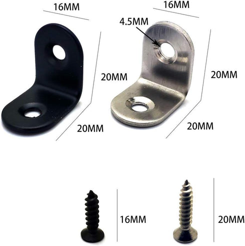 Ktdzone 20202MM 90 8Sets Stainless Steel Degree Corner Brace Wall Shelves Hanging Bracket Joint Angle Bracket Fastener