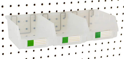 Pegboard Bins 3 Pack Clear Large, Organize Hardware, Accessories & Small Parts for Workbench, Garage Storage & Craft