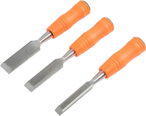 Buck Brothers 3-Piece Wood Chisel Set with Acetate Handles, 1/2 Inch, 3/4 Inch, 1 Inch