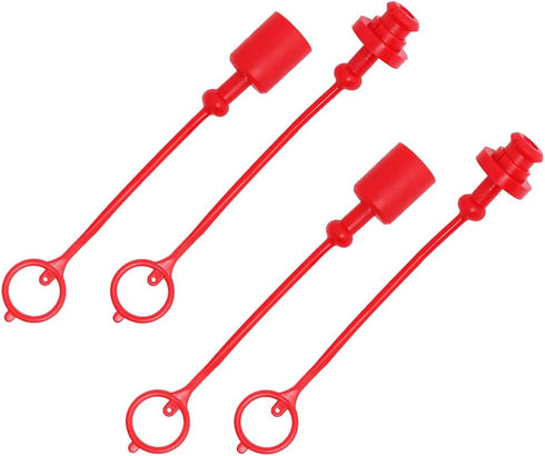2sets ISO5765-1/4" Hydraulic Coupler Dust Cap, 2 Dust Caps + 2 Plugs | Fits Sub-Compact Tractor Male + Female Quick