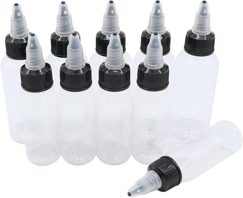 PET Plastic Extruded Liquid Bottle, 10 Pcs 1 oz Squeeze Dropper Dispensing Bottles for Tattoo Ink and Watercolor