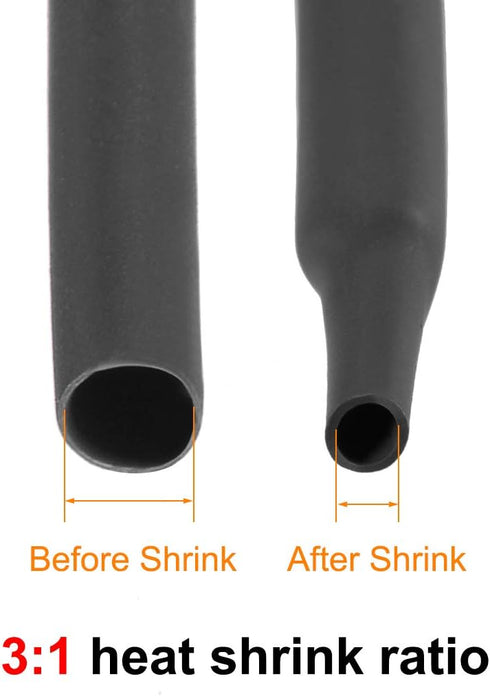 uxcell Heat Shrink Tubing, 5/8"(15.4mm) Dia 26mm Flat Width 3:1 Shrinkable Tube Cable Sleeve 1m - Black