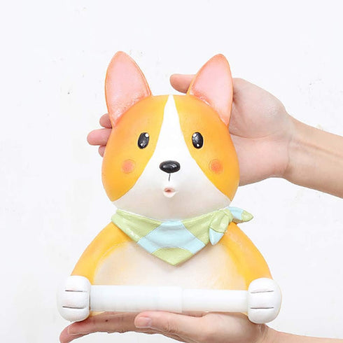 1pc Cabilock Corgi Design Toilet Tissue Rack Hanger Cute Animal Wall Shelf for Bathroom Storage Space-Saving Tissue