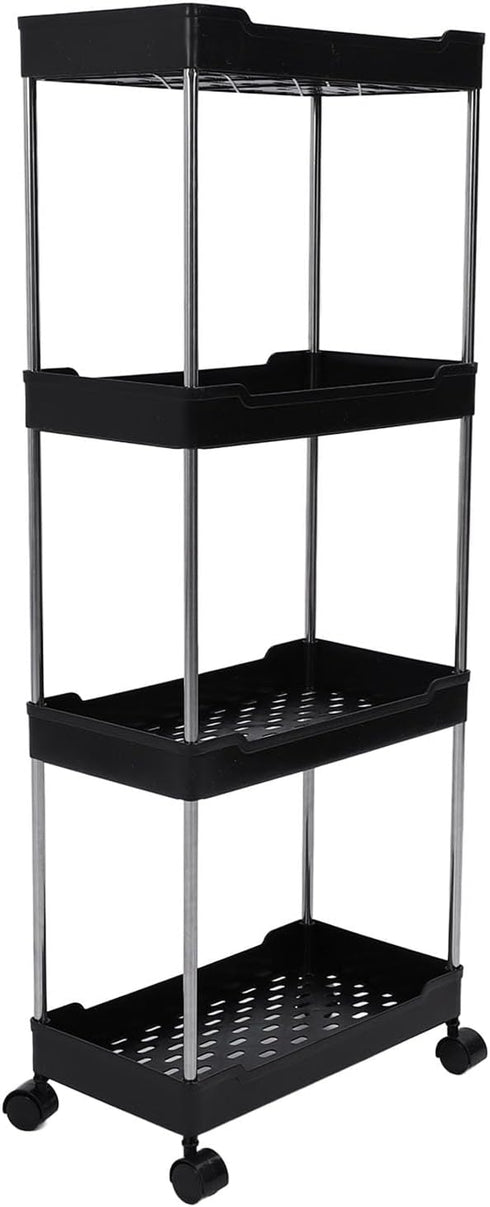Miriam Song Rolling Cart, Widened PP Stainless Steel, 4 Tier with Wheels, Storage Trolley
