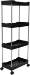 Miriam Song Rolling Cart, Widened PP Stainless Steel, 4 Tier with Wheels, Storage Trolley