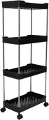 Miriam Song Rolling Cart, Widened PP Stainless Steel, 4 Tier with Wheels, Storage Trolley