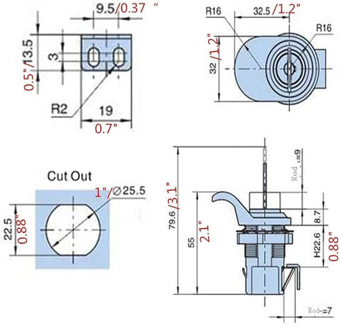 2PCS Push Button Lock Glove Box Latch, Golf Cart Glove Box Lock, Plastic Push to Close Latch for Motorcycle Tool Box