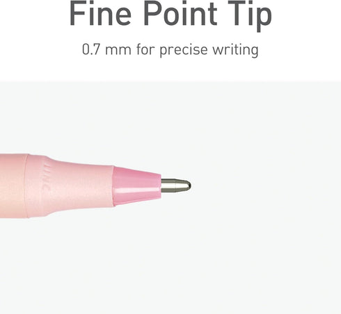 Pentonic Ballpoint Pens, 15 Count, Fine Point 0.7mm, Black, Blue & Red Ink, Gray, Blue & Pink Barrels