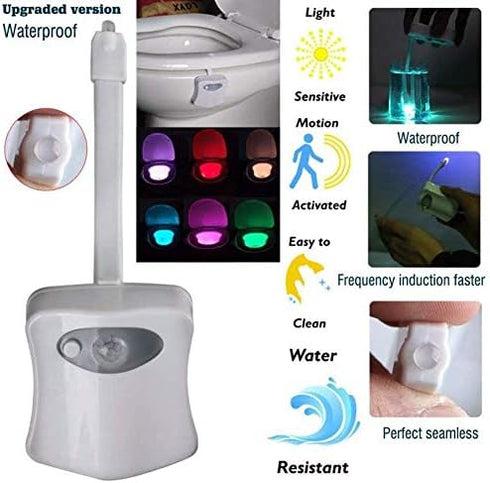 2 Pack, 8 ZEZHOU Original Toilet Night Light Motion Sensor Activated LED Lamp, Fun Colors Changing Bathroom Nightlight