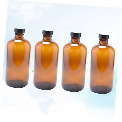 Set 4 of Refillable Boston Round Glass Bottles for Essential Oils