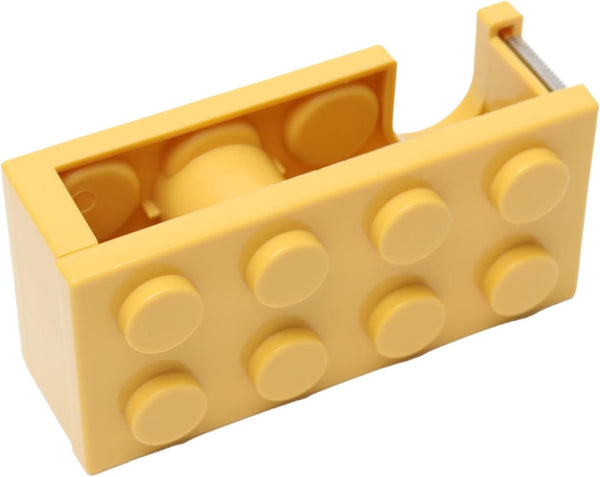Cute Building Block Shape Tape Dispenser 10.7 x 5.2 x 4cm Plastic Stackable Label Roll Holder for School Office (Yellow)