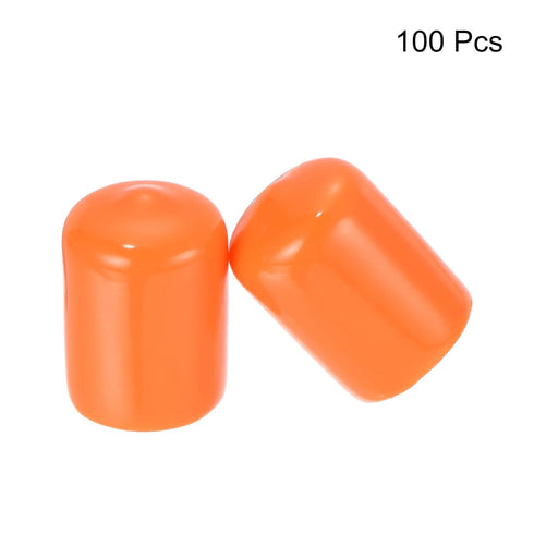 uxcell 100pcs Rubber End Caps, 15mm ID Vinyl Round Tube Bolt Cap Cover Protectors in Orange