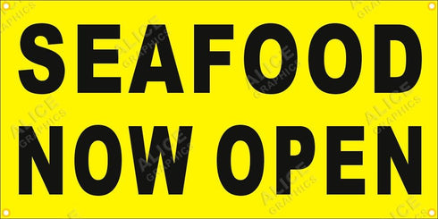 Alice Graphics 22" 44" X SEAFOOD NOW OPEN Vinyl Banner Sign, Existing Text Change Available (Optional)