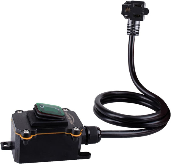 Heavy Duty Waterproof Extension Cord with On/Off Switch, 3-ft 16AWG Cable Piggyback Plug, Green